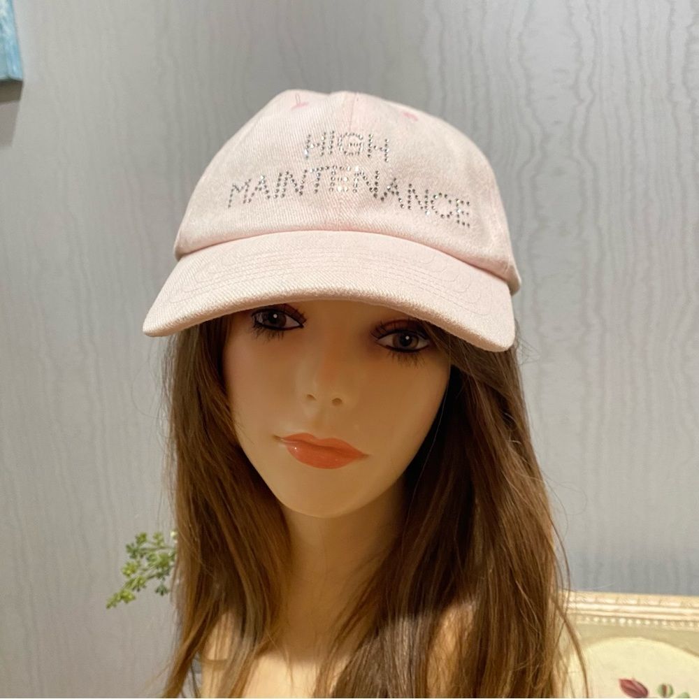 Christine Alexander High Maintenance Rhinestone Cap Pale Pink Strap Back OSFA